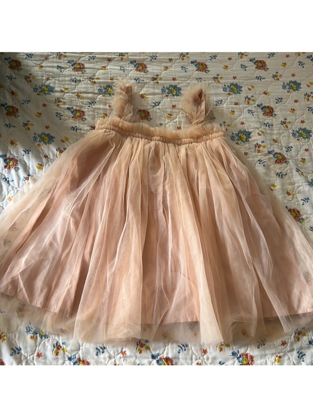Girls Peach Tulle Skirted Dress - Brand Unspecified